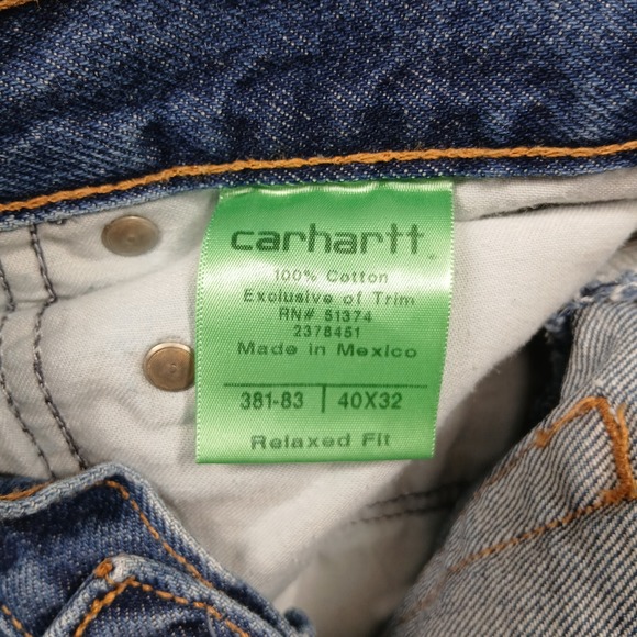 Carhartt Men's 40x32 Blue Relaxed Fit Jeans 100% Cotton - Picture 3 of 5